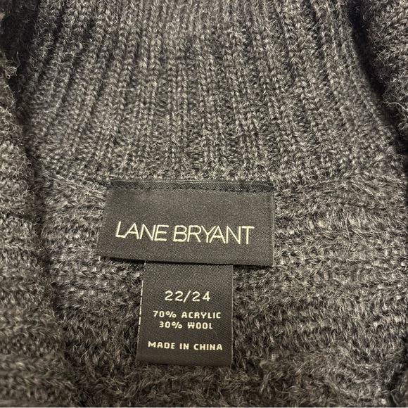 LANE BRYANT 22/24 Long Cardigan Sweater Cable Knit Snowflake Buttons Wool Blend - Picture 2 of 12